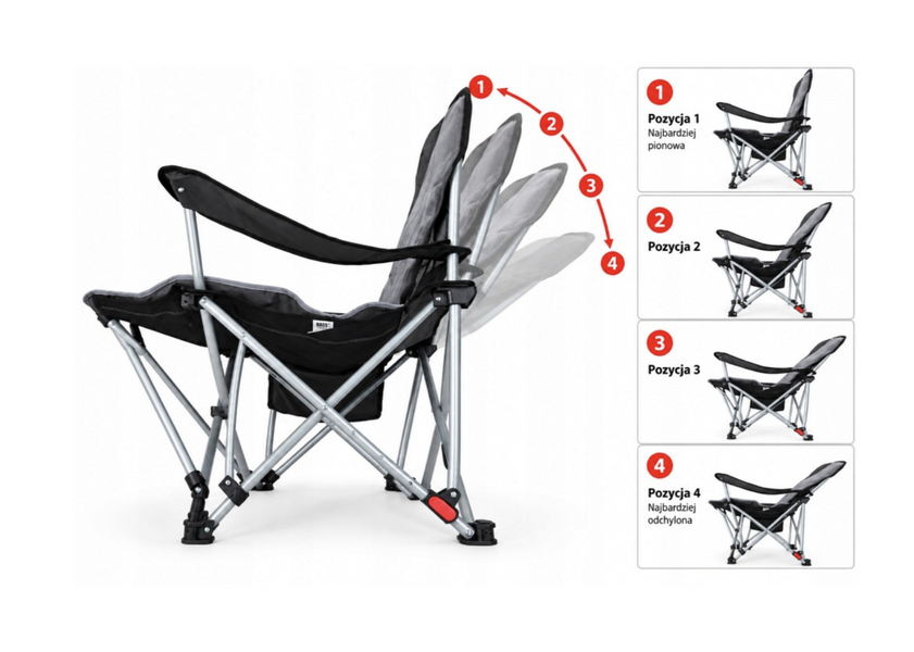 Крісло-шезлонг рибальське 144 &times; 83 &times; 90 см Bass Polska BH 30022 із регульованою спинкою та матрацом, до 130 кг  BH 30022 фото