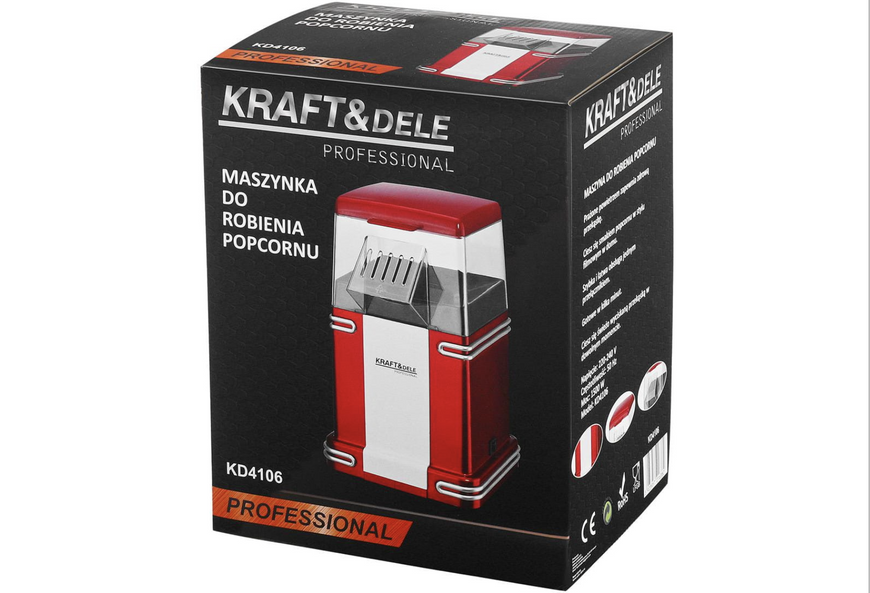 Апарат для приготування попкорну  Kraft&Dele  KD4106  без жиру 1500 Вт машина для попкорну KD4106 фото