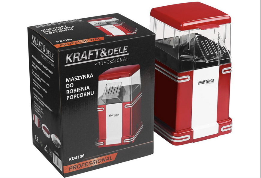 Апарат для приготування попкорну  Kraft&Dele  KD4106  без жиру 1500 Вт машина для попкорну KD4106 фото