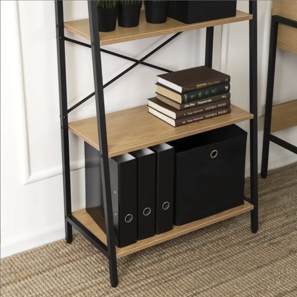 Стелаж у стилі лофт чорний/дуб MEBEL ELITE 131х64х34 см відкрита полиця для книг, офісу, дитячої кімнати та декору ME.GIA/D/CZ/REG фото