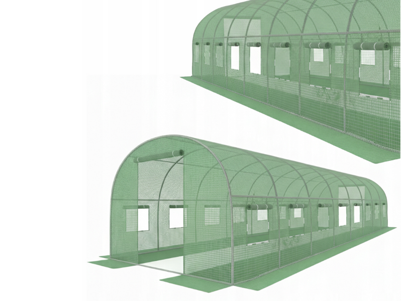 Садовая пленка для теплицы 24м2 3x8x2m с двумя входами зеленая FT-3X8X2-Z армированная 140 г/м&sup2; с UV-фильтром FT-3X8X2-Z фото