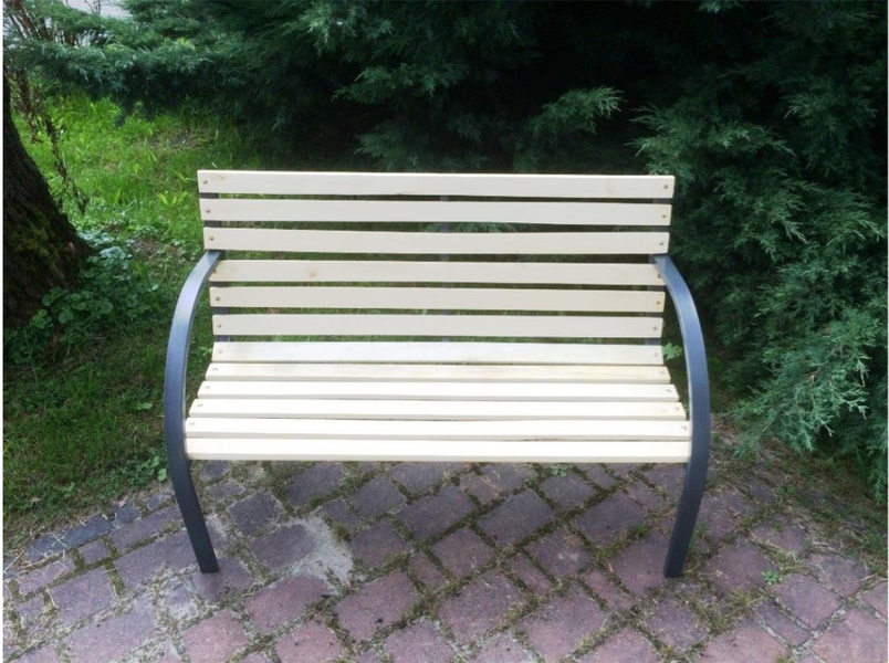 Садова лава GardenLine MEB2790 дерев'яна 120х60х80 см паркова з підлокітниками,тримісна MEB2790 фото