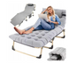 Складане туристичне ліжко  193&times;68&times;30 см Bass Polska BH 31006 з матрацом, подушкою та регульованою спинкою, до 200 кг,сіре BH 31006 фото 1