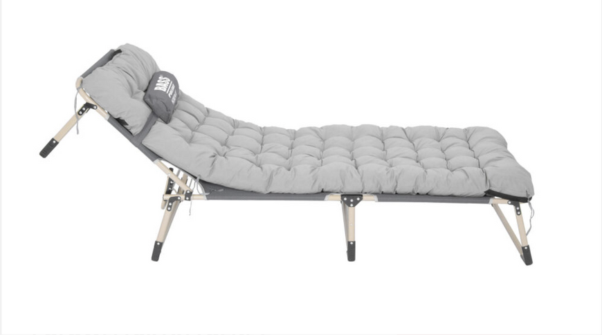 Складане туристичне ліжко  193&times;68&times;30 см Bass Polska BH 31006 з матрацом, подушкою та регульованою спинкою, до 200 кг,сіре BH 31006 фото