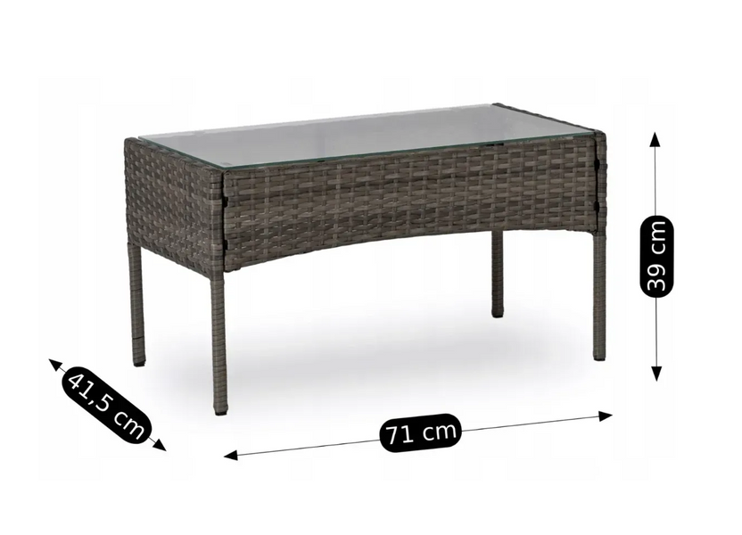 Комплект садовой мебели из искусственного ротанга серый MEBEL ELITE ME.MISSISIPI/P/RT/OGR/ZES для сада и террасы со стеклянным столом и подушками ME.MISSISIPI/P/RT/OGR/ZES фото