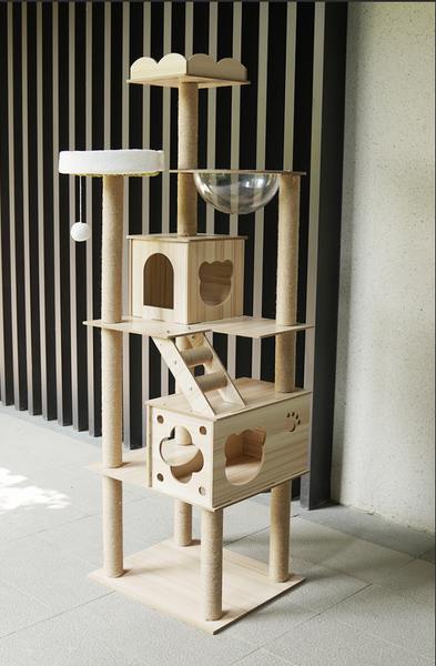 Когтеточка-комплекс для кота (Cat Tree) с полочками и домиком, устойчивая конструкция Volso Y-2 Y-2 фото