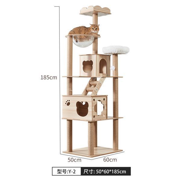 Когтеточка-комплекс для кота (Cat Tree) с полочками и домиком, устойчивая конструкция Volso Y-2 Y-2 фото
