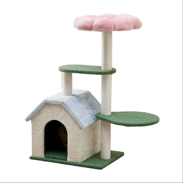 Кігтеточка-комплекс для кота Volso KT-036 (Cat Tree) з поличками та будиночком, стійка конструкція  KT-036 фото