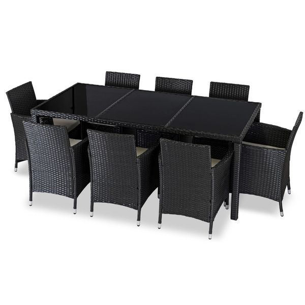 Комплект садовой мебели на 8 человек MEBEL ELITE POMONA ME.POMONA/CZ/RT/OGR/ZES черный ротанг большой обеденный стол ME.POMONA/CZ/RT/OGR/ZES фото