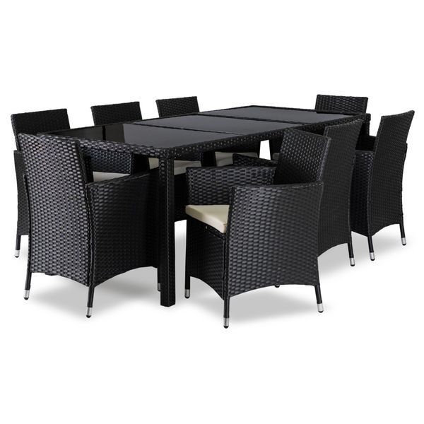 Комплект садовой мебели на 8 человек MEBEL ELITE POMONA ME.POMONA/CZ/RT/OGR/ZES черный ротанг большой обеденный стол ME.POMONA/CZ/RT/OGR/ZES фото