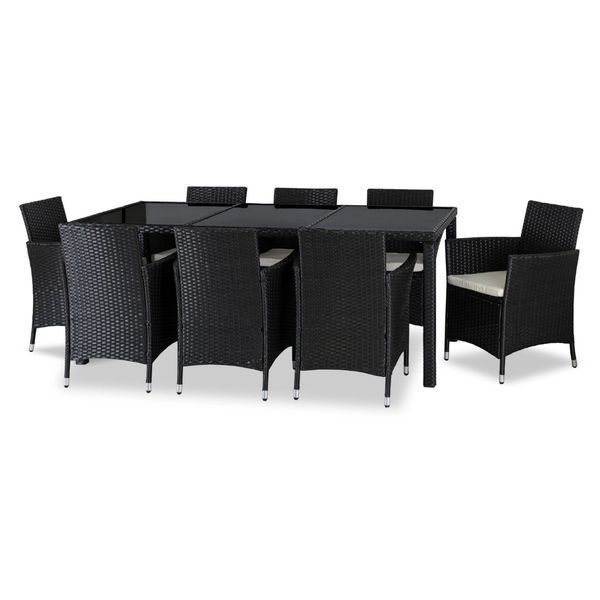 Комплект садовой мебели на 8 человек MEBEL ELITE POMONA ME.POMONA/CZ/RT/OGR/ZES черный ротанг большой обеденный стол ME.POMONA/CZ/RT/OGR/ZES фото