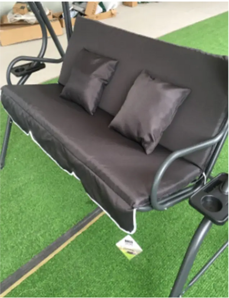 Гойдалка садова тримісна 170x110x153 см Bass Polska BH 10030 з підстаканниками та подушками, колір антрацит BH 10030 фото