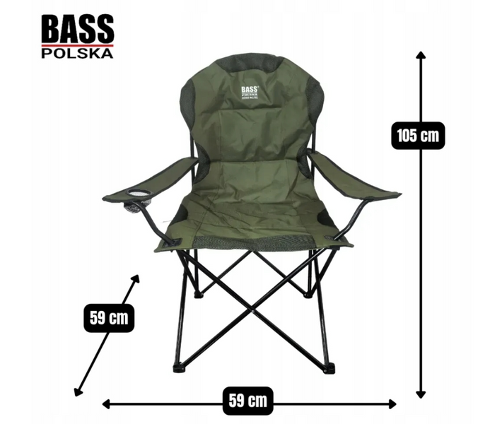Складное кресло для рыбалки и отдыха до 150 кг Bass Polska BH 30031 туристическое с чехлом BH 30031 фото