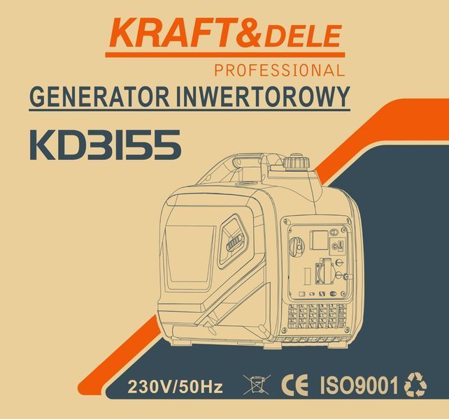 Інверторний бензиновий генератор 2,6кВт Kraft&Dele KD3155 чистий синус KD3155 фото
