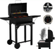 Угольный гриль-барбекю GardenLine BBQ6049 с термометром, чугунной решеткой и складными полками, для сада и дома. BBQ6049 фото 1