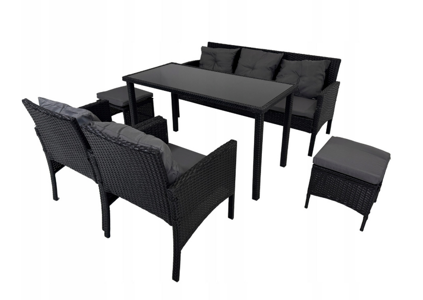 Комплект садовой мебели из техноратанга Capri Pro Kontrasto 414145 черный с серыми подушками для террасы и лаунж-зоны 414145 фото