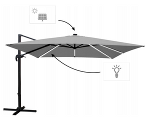 Садовый зонтик с чехлом и LED Столом Garden Line ROMA 300х400 см серый GAO1572 фото