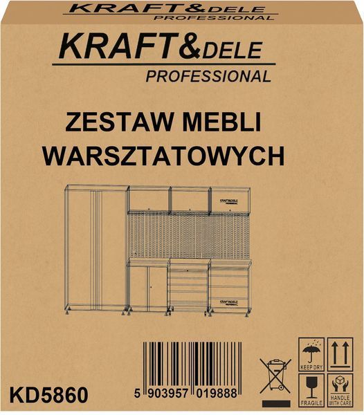 Комплект меблів для майстерні KRAFT&DELE KD5860, 260 см, металевий верстак зі стільницею KD5860 фото