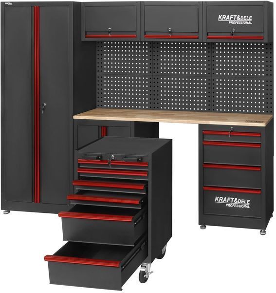 Комплект меблів для майстерні KRAFT&DELE KD5860, 260 см, металевий верстак зі стільницею KD5860 фото