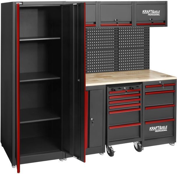 Комплект меблів для майстерні KRAFT&DELE KD5860, 260 см, металевий верстак зі стільницею KD5860 фото