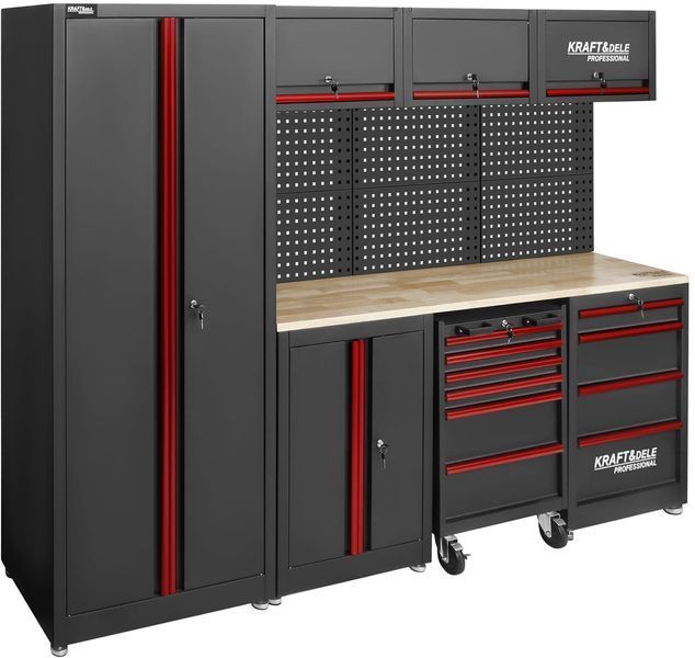 Комплект меблів для майстерні KRAFT&DELE KD5860, 260 см, металевий верстак зі стільницею KD5860 фото