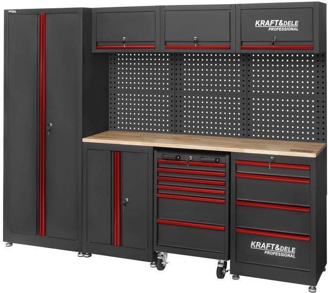 Комплект меблів для майстерні KRAFT&DELE KD5860, 260 см, металевий верстак зі стільницею KD5860 фото