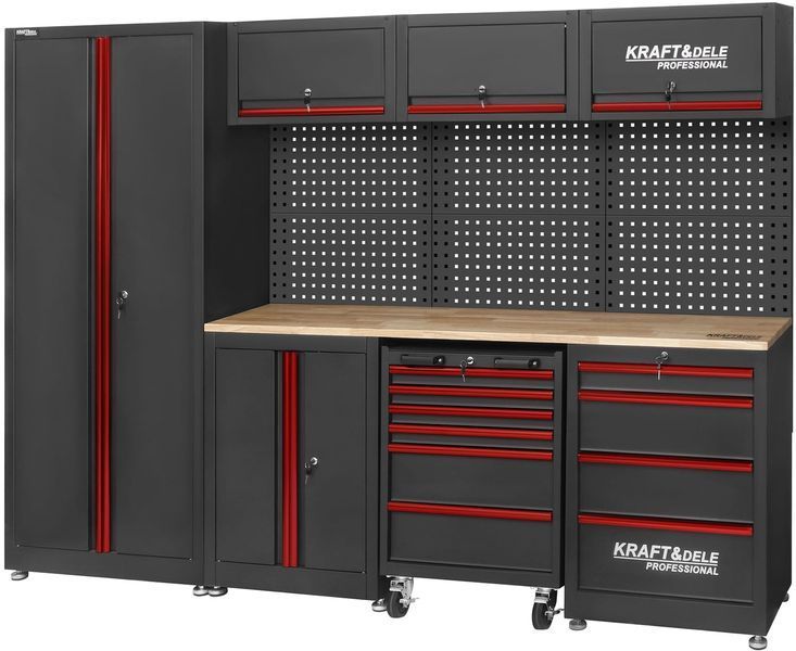 Комплект меблів для майстерні KRAFT&DELE KD5860, 260 см, металевий верстак зі стільницею KD5860 фото
