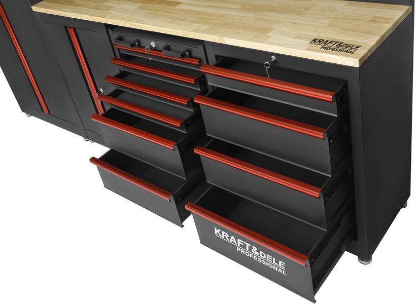 Комплект меблів для майстерні KRAFT&DELE KD5860, 260 см, металевий верстак зі стільницею KD5860 фото