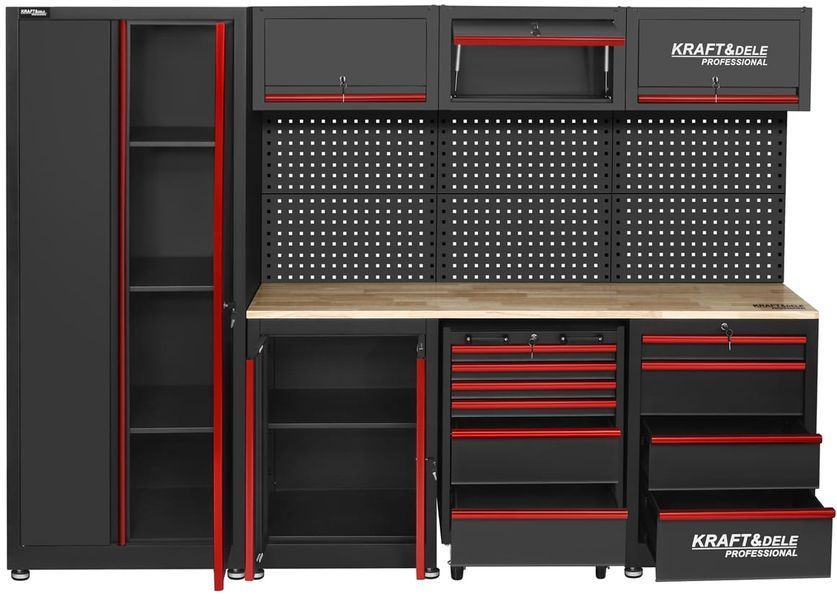 Комплект меблів для майстерні KRAFT&DELE KD5860, 260 см, металевий верстак зі стільницею KD5860 фото