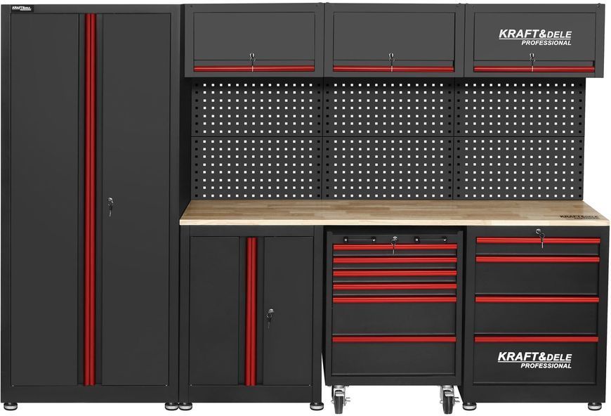 Комплект меблів для майстерні KRAFT&DELE KD5860, 260 см, металевий верстак зі стільницею KD5860 фото