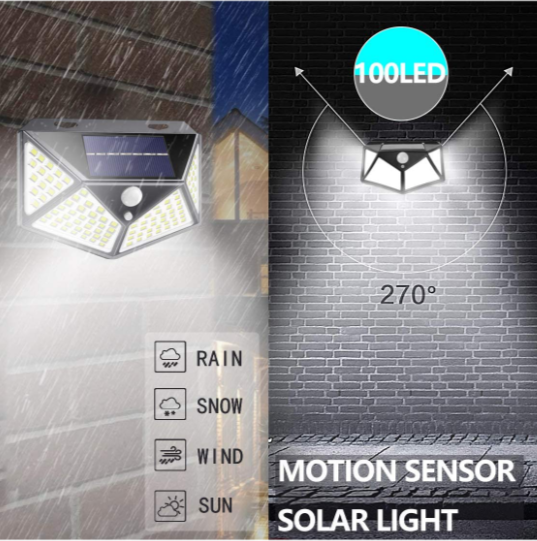 Солнечный настенный фонарь с датчиком движения 100 LED 13,5x5,5x9,7 см Garden Line SOL6124 холодный белый свет SOL6124 фото