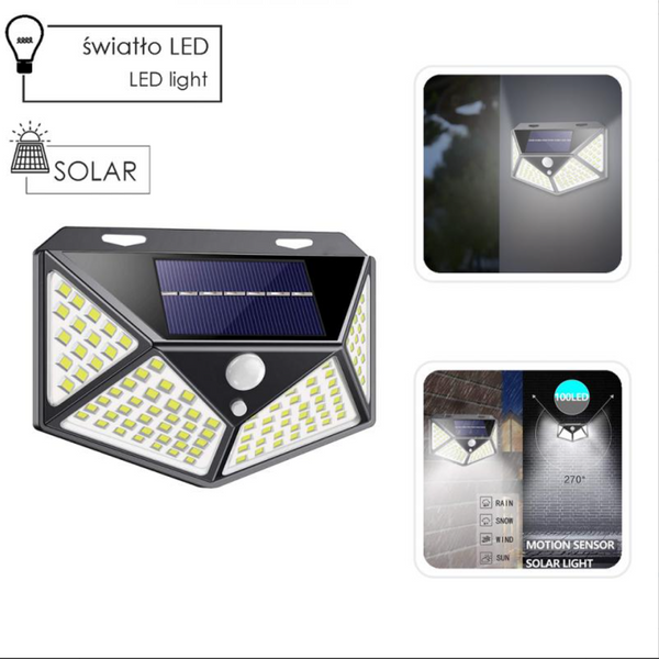 Солнечный настенный фонарь с датчиком движения 100 LED 13,5x5,5x9,7 см Garden Line SOL6124 холодный белый свет SOL6124 фото