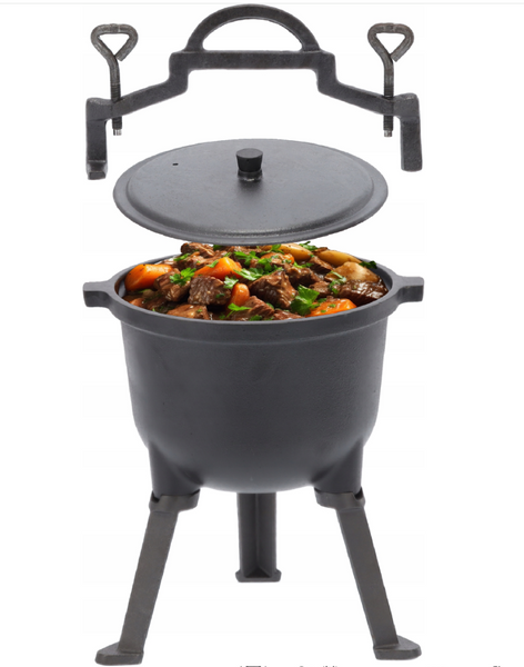 Чугунный котелок на ножках с ручкой для переноски Garden Line BBQ3710 8 л Серый BBQ3710 фото