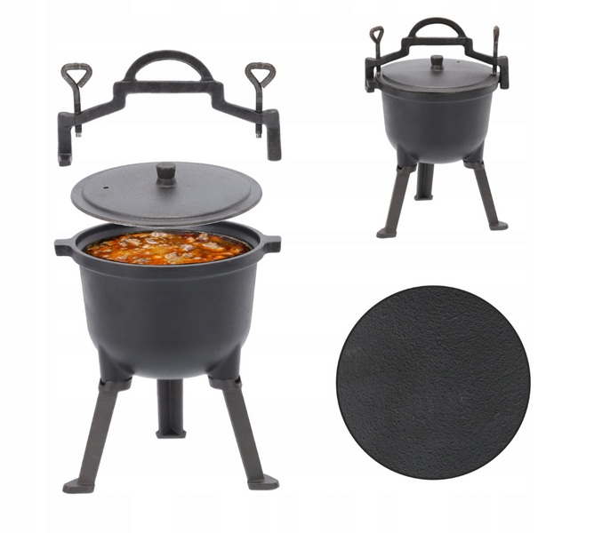 Чугунный котелок на ножках с ручкой для переноски Garden Line BBQ3710 8 л Серый BBQ3710 фото
