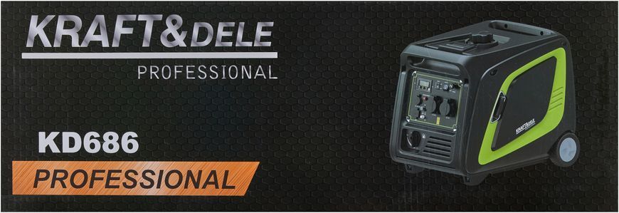 Инверторный бензиновый генератор 4,9 кВт Kraft&Dele KD686 однофазный с LCD-дисплеем и колесами. KD686 фото