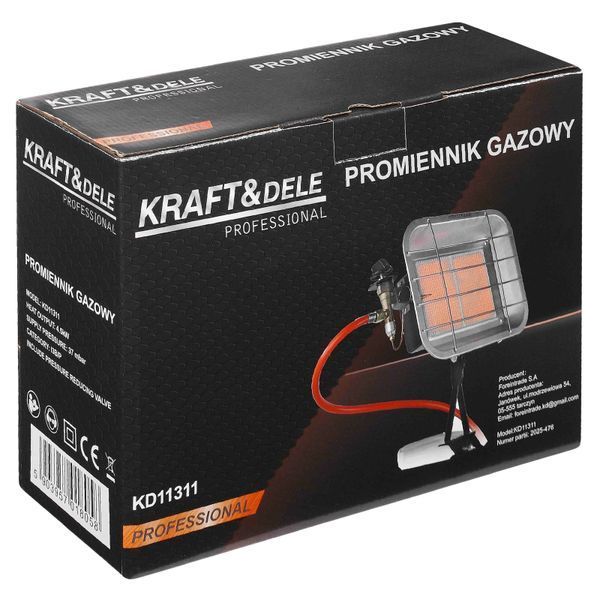Газовый инфракрасный обогреватель 4,5 кВт Kraft&Dele KD11311 с редуктором, шлангом и креплением на баллон. KD11311 фото