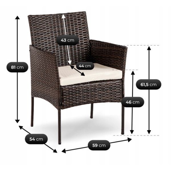 Комплект мебели из искусственного ротанга MEBEL ELITE MISSISIPI ME.MISSISIPI/BR/RT/OGR/ZES коричневый с подушками ME.MISSISIPI/BR/RT/OGR/ZES фото