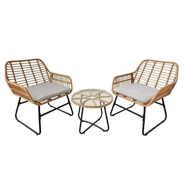 Комплект садових меблів  для саду ,тераси та балкону  GardenLine LEUCA  ABI3408 стіл та два крісла ABI3408 фото