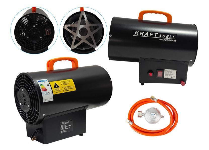 Газовая тепловая пушка 25 кВт Kraft&Dele KD11704 с редуктором и шлангом для состава и мастерской KD11704 фото
