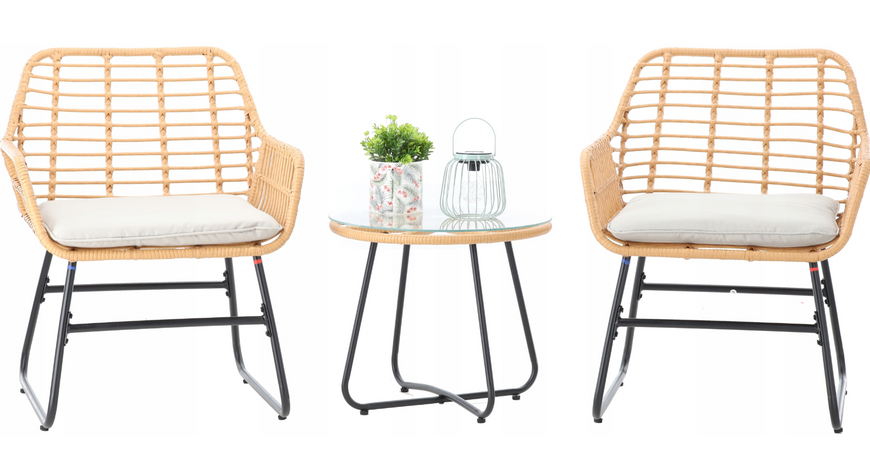 Комплект садових меблів  для саду ,тераси та балкону  GardenLine LEUCA  ABI3408 стіл та два крісла ABI3408 фото
