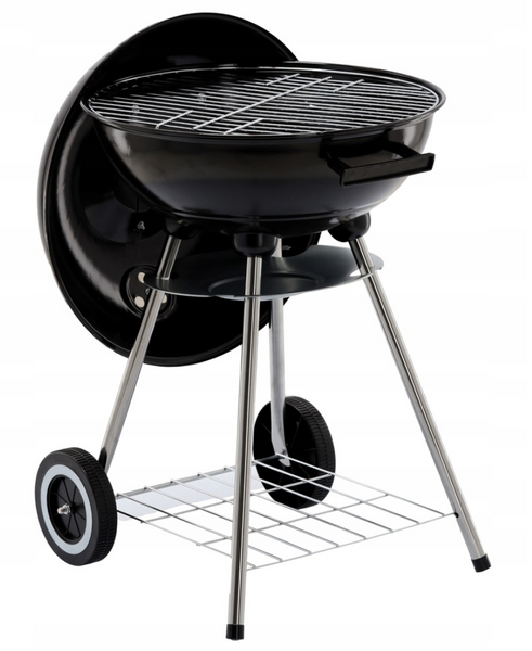 Портативний  вугільний гриль для пікніка GardenLine BBQ5290 з кришкою та колесами, круглий  BBQ5290 фото