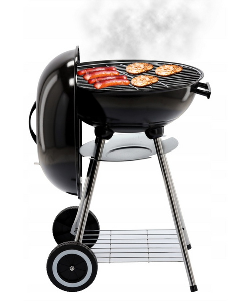 Портативний  вугільний гриль для пікніка GardenLine BBQ5290 з кришкою та колесами, круглий  BBQ5290 фото
