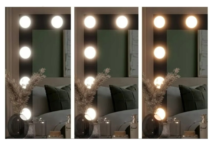 Косметичний столик чорний Ekspand TL08-BL808-LED-CZ з LED підсвіткою 12 ламп і 7 шухляд TL08-BL808-LED-CZ фото