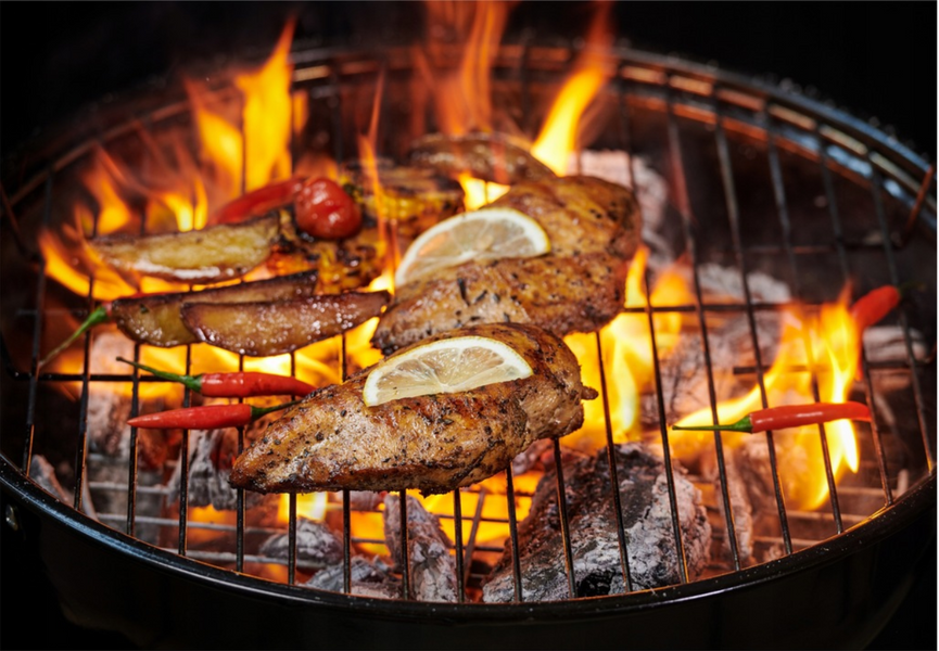 Портативний  вугільний гриль для пікніка GardenLine BBQ5290 з кришкою та колесами, круглий  BBQ5290 фото