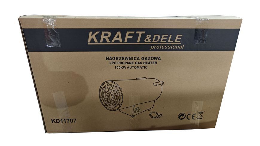 Газова теплова гармата 100 кВт Kraft&Dele KD11707 з термостатом і редуктором для будівельних майданчиків і складів KD11707 фото