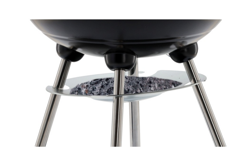 Портативний  вугільний гриль для пікніка GardenLine BBQ5290 з кришкою та колесами, круглий  BBQ5290 фото