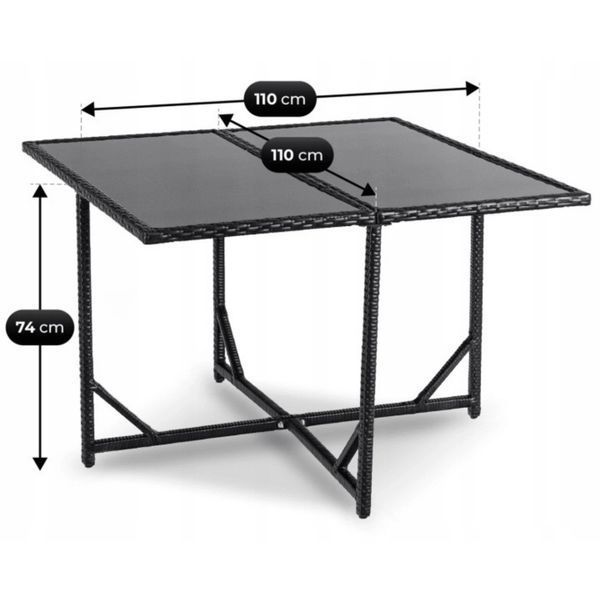 Комплект садових меблів MEBEL ELITE BONITO ME.BONITO/CZ/RT/OGR/ZES чорний стіл 4 крісла 2 пуфи ME.BONITO/CZ/RT/OGR/ZES фото