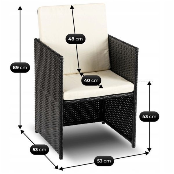 Комплект садових меблів MEBEL ELITE BONITO ME.BONITO/CZ/RT/OGR/ZES чорний стіл 4 крісла 2 пуфи ME.BONITO/CZ/RT/OGR/ZES фото