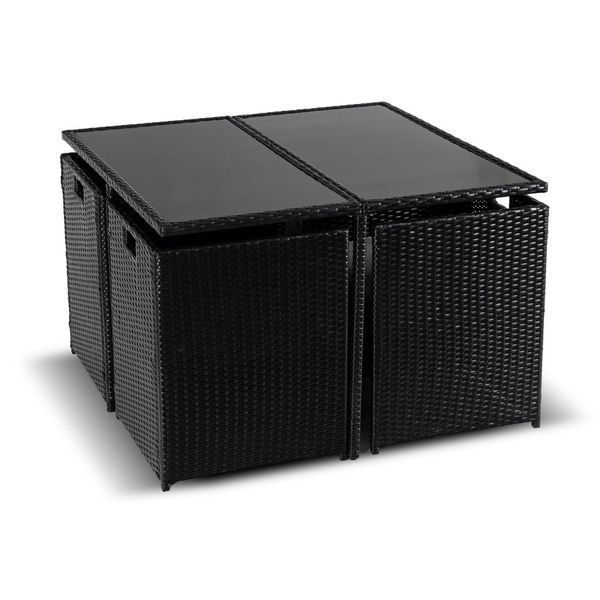 Комплект садових меблів MEBEL ELITE BONITO ME.BONITO/CZ/RT/OGR/ZES чорний стіл 4 крісла 2 пуфи ME.BONITO/CZ/RT/OGR/ZES фото