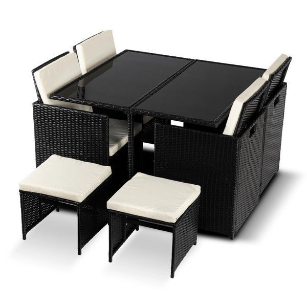 Комплект садових меблів MEBEL ELITE BONITO ME.BONITO/CZ/RT/OGR/ZES чорний стіл 4 крісла 2 пуфи ME.BONITO/CZ/RT/OGR/ZES фото
